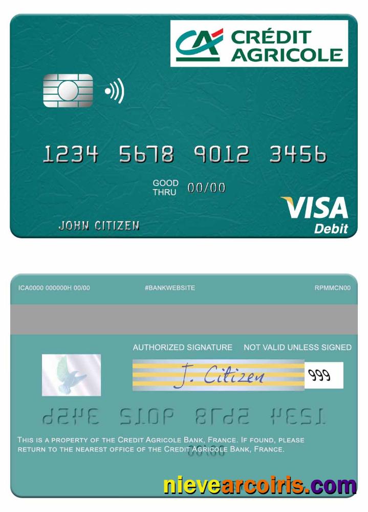 France Credit Agricole Bank visa debit card 